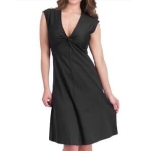 BANANA REPUBLIC Patagonia Bandha V Neck Silk Black Dress Front Twist Size 6